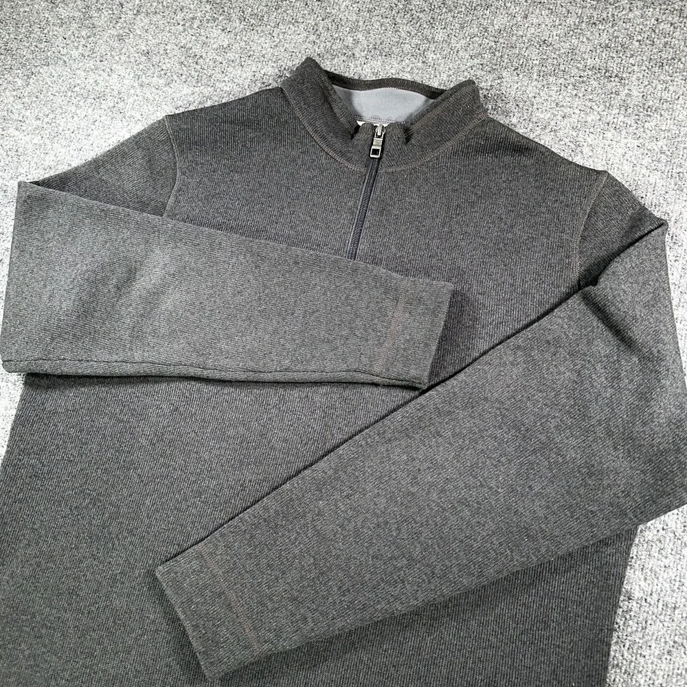 Peter Millar 1/4 Zip Pullover Men L Gray Recycled Polyester Crown Fleece Sweater